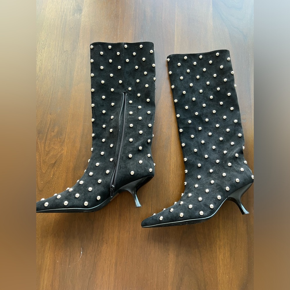 Jeffrey Campbell Black Studded Heeled Boots